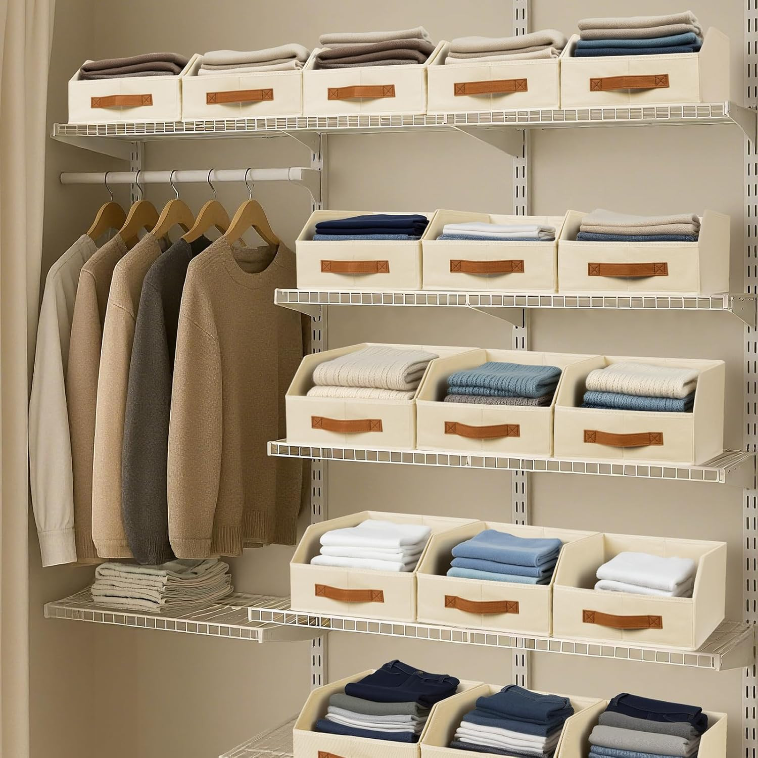 Fabric Storage Bins for Organizing – 6 Pack Large Trapezoid Collapsible Storage