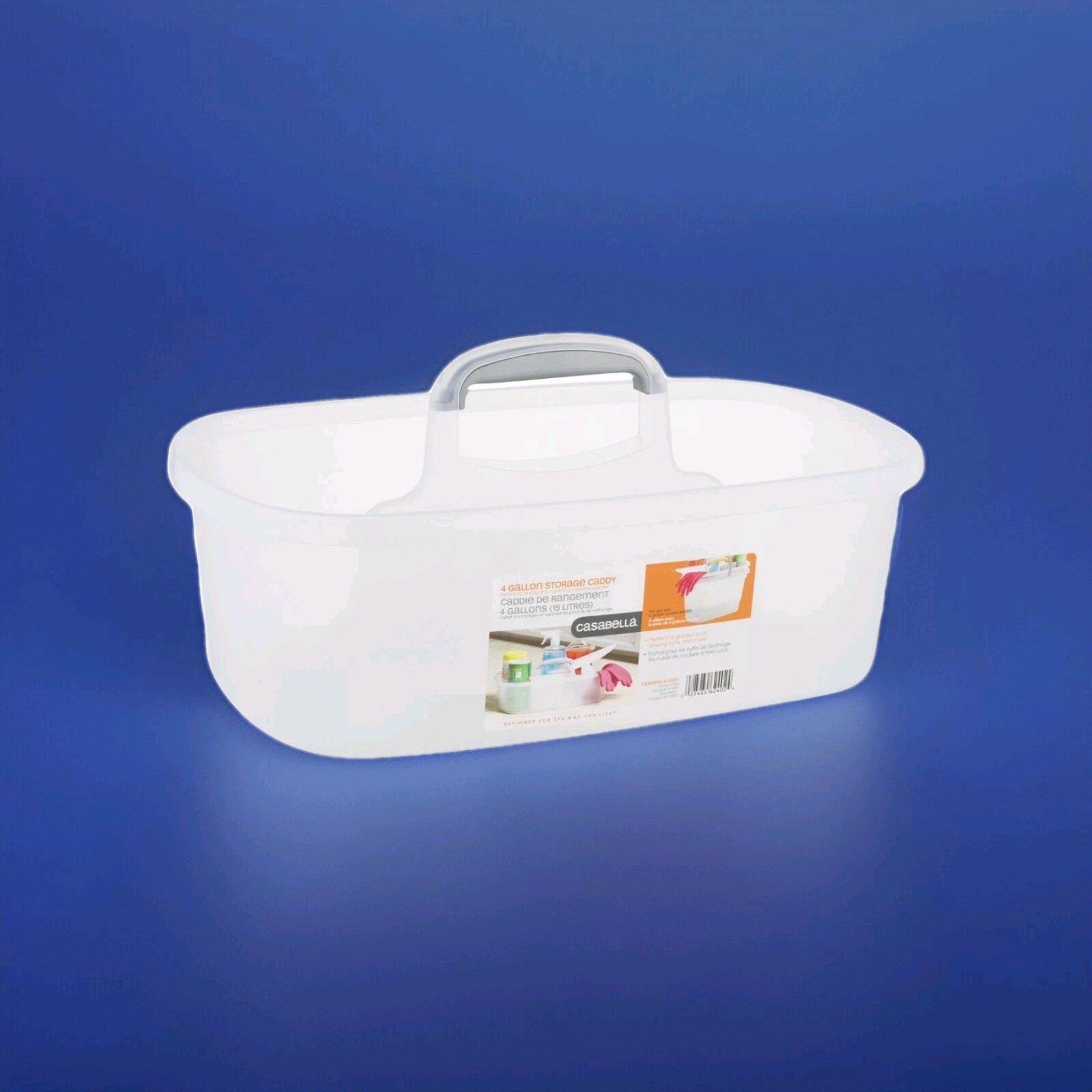 Casabella Multipurpose Cleaning Storage Caddy with Handle, 1.5-Gallon, Clear