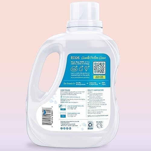 ECOS Laundry Detergent Liquid Lavender 100 fl oz 2 Pack 200 Loads Plant Based