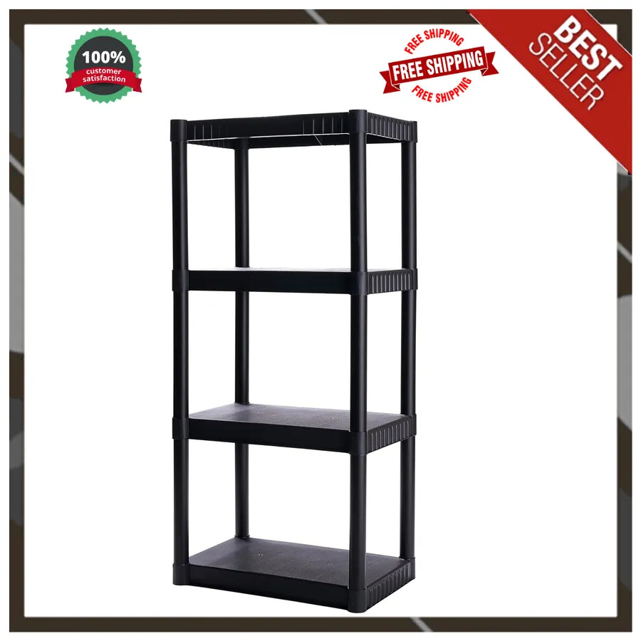 Plano 4-Tier Plastic Storage Shelving Unit 48in x 23in x 14in 200lb Capacity