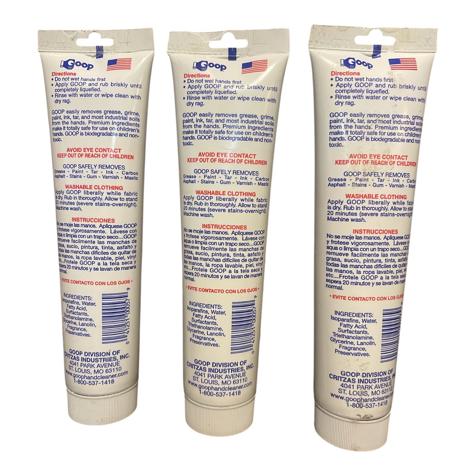 Goop Multi-Purpose Hand Cleaner 10.5 oz Lot of 3 Non-Toxic Biodegradable