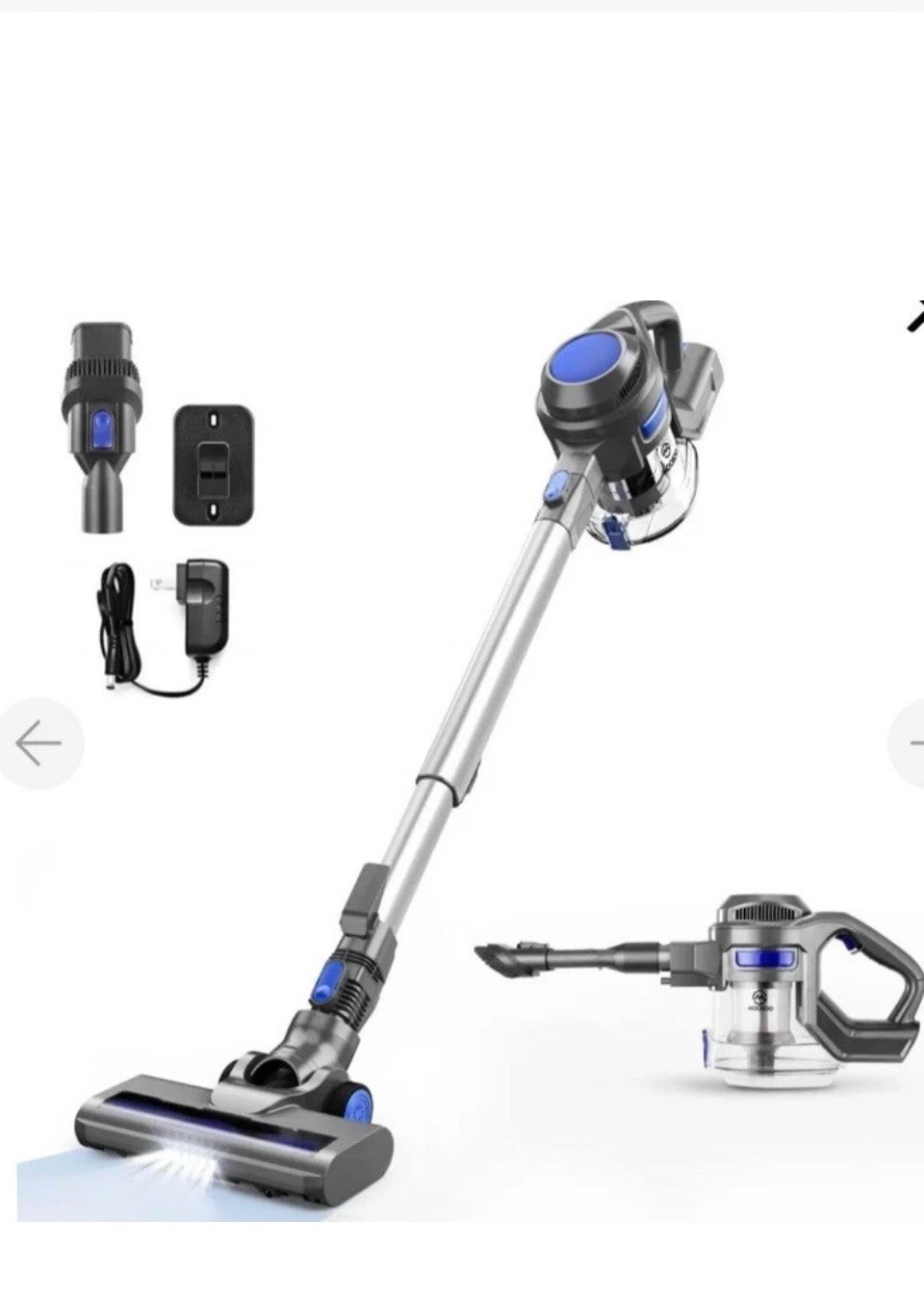 Moosoo XL-618A Cordless 10Kpa 4 in 1 Vacuum Cleaner BLUE 2 batteries