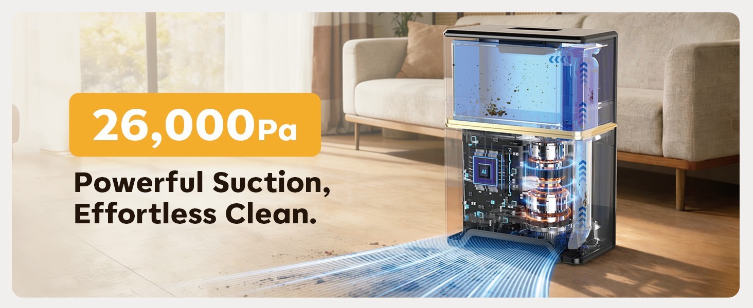 Touchless Automatic Vacuum Dustpan, Bagged Design, 3-Months, 26,000 kPa
