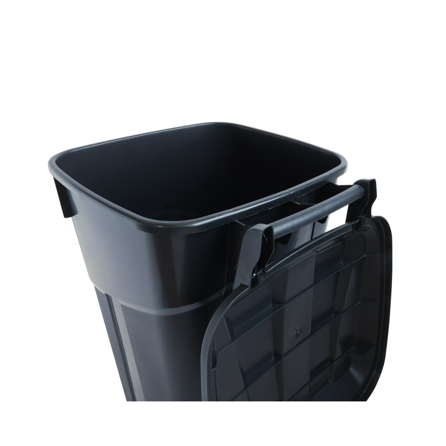 2 Pack Hyper Tough 32 Gallon Rolling Trash Can Heavy Duty Attached Lid Black