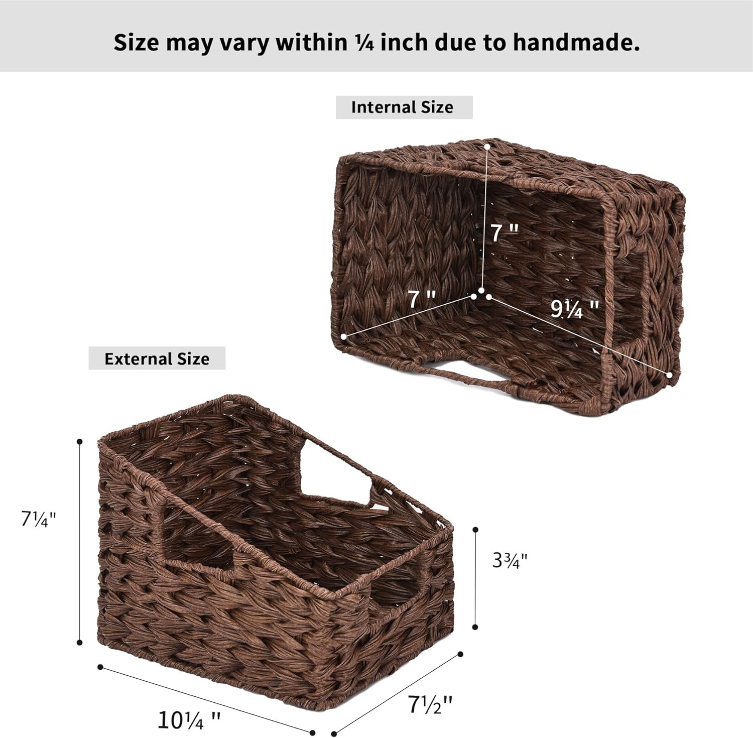 Wicker Storage Baskets, Waterproof Wicker Basket with Handles, Trapezoid Woven