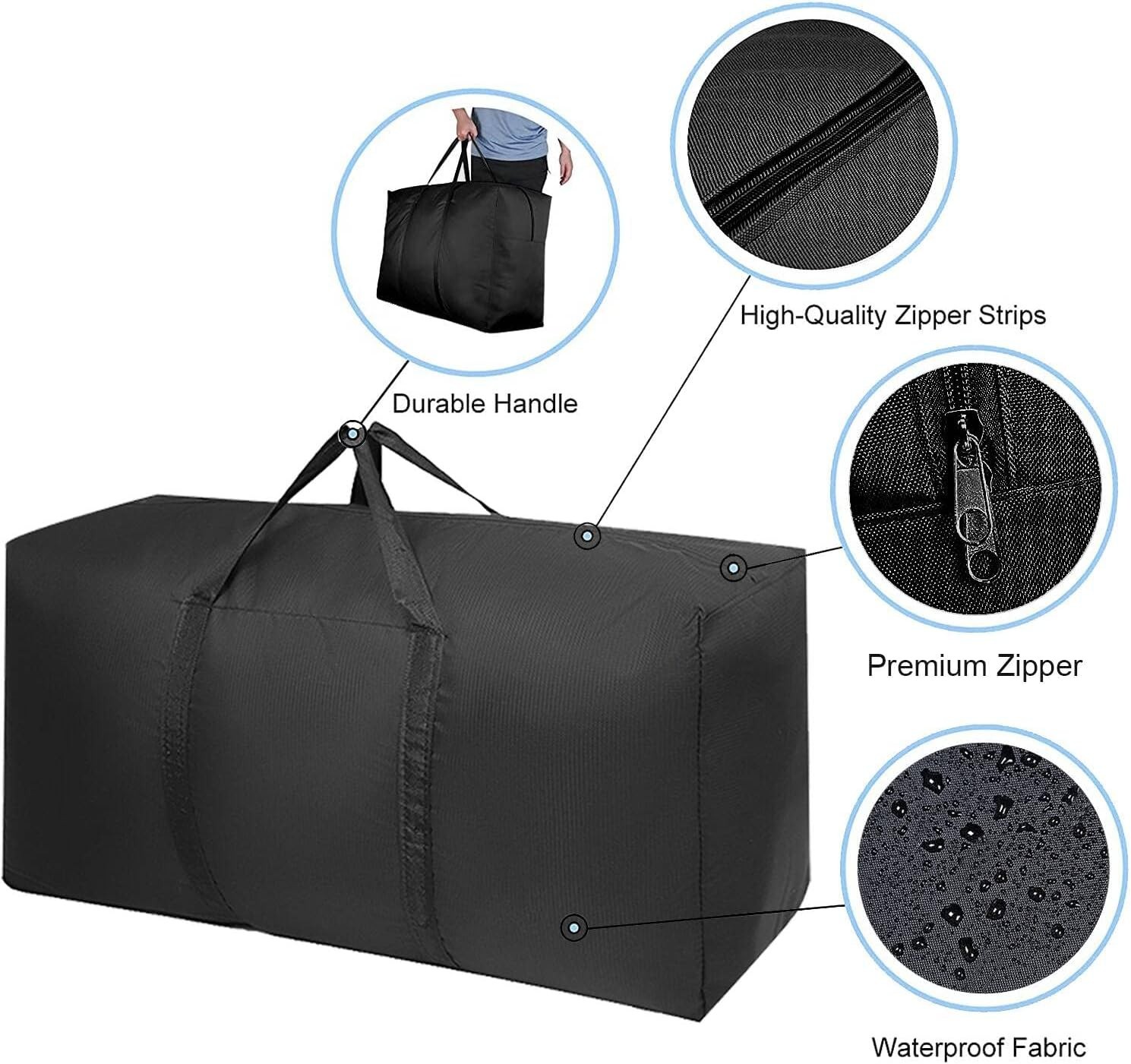 Sturdy 2-Pack Extra Large Moving Bags w/ Zippers & Handles for Safe Transport