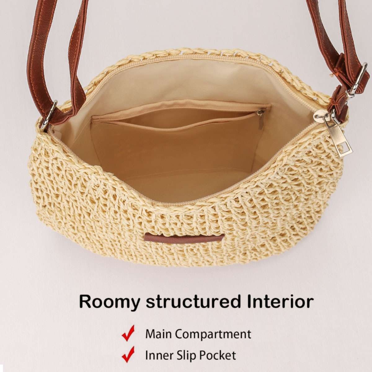 Summer Straw Crossbody Bag Women Beach Woven Shoulder Handbag Purse Boho Tote US