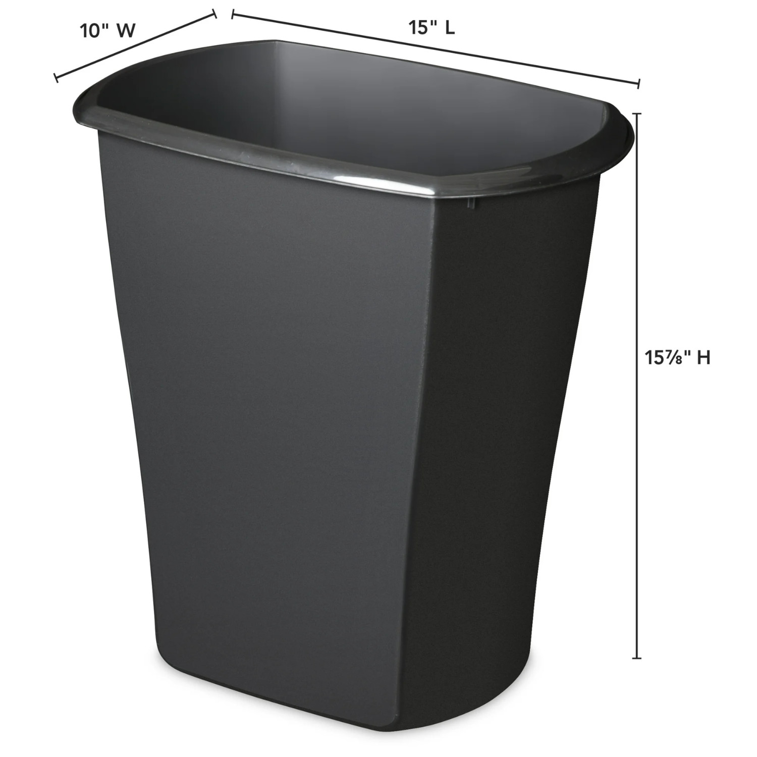 Sterilite Trash Can, Plastic Bathroom or Office Wastebasket, 5.5 Gallon, Black