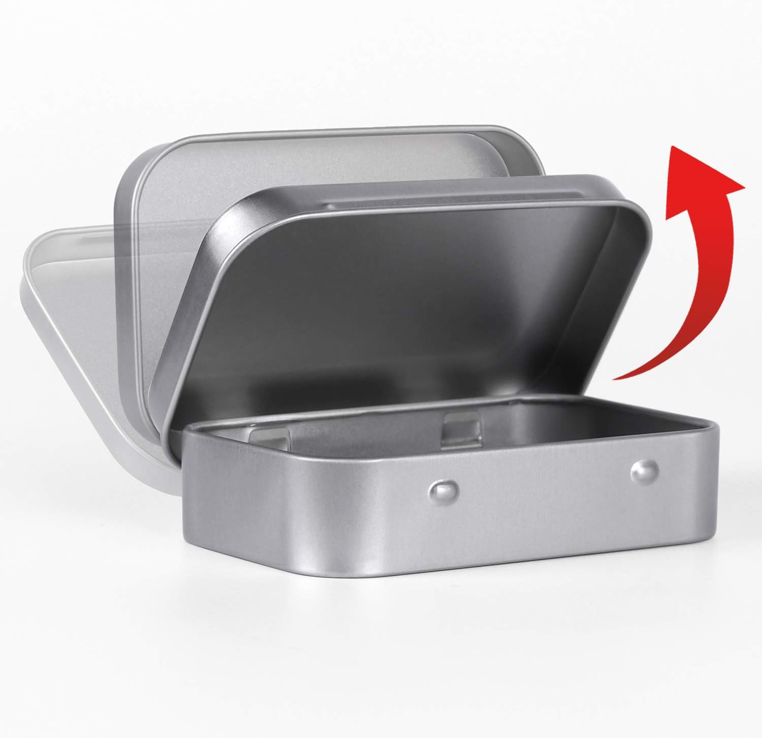 Metal Rectangular Empty Hinged Tins, Pack of 40, Silver | Mini Portable Box Smal