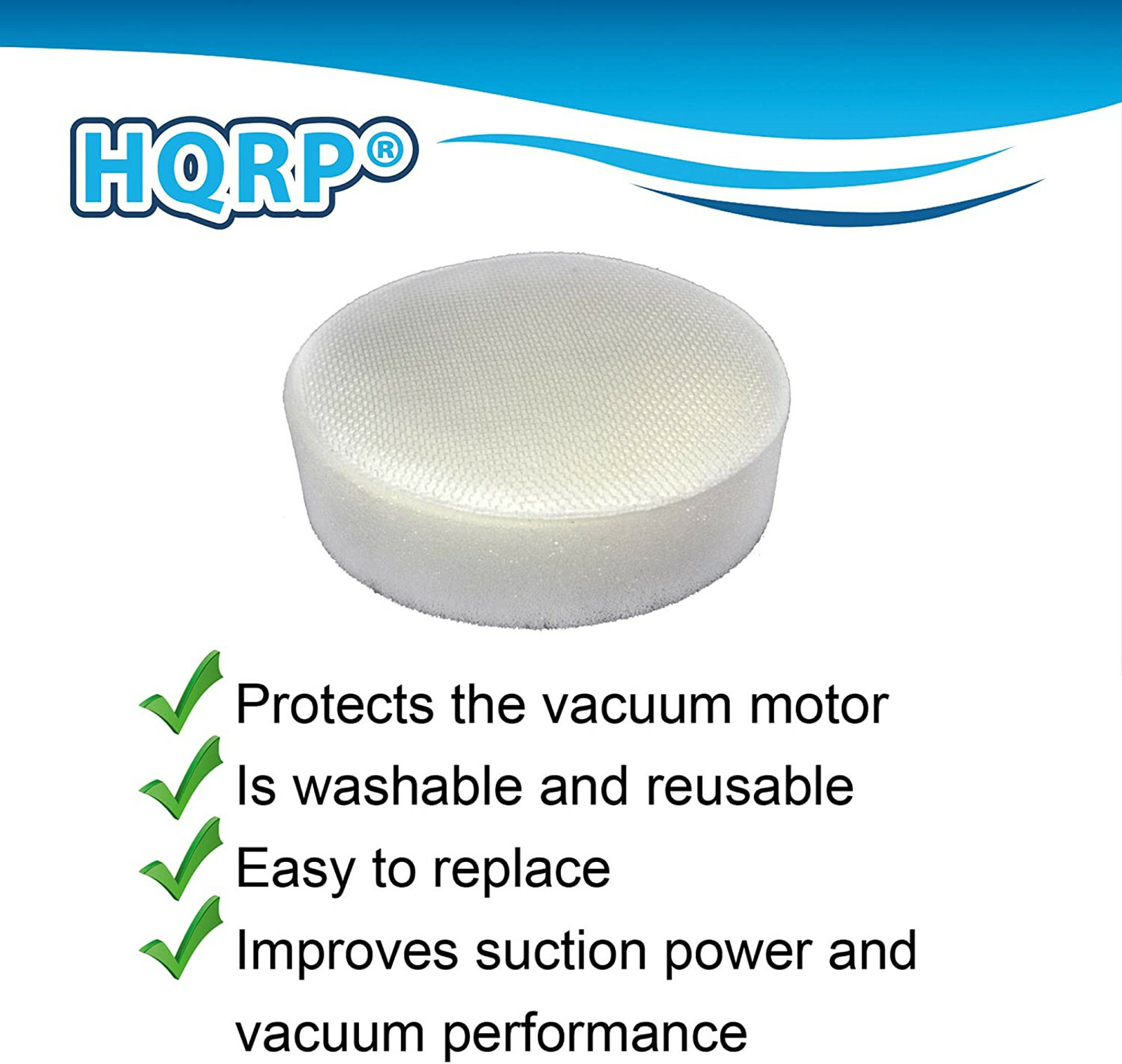3x HQRP Foam Filters for Hoover LiNX BH50010PDI, BH50010, BH50015, BH50030