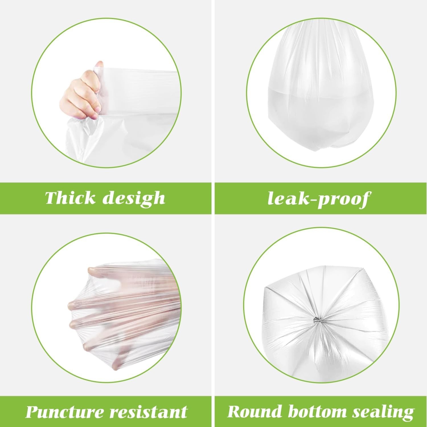 8 Gallon 200 Counts Unscented Medium Trash Bags,Fit 7,8,9,10 Gal Garbage Bags by