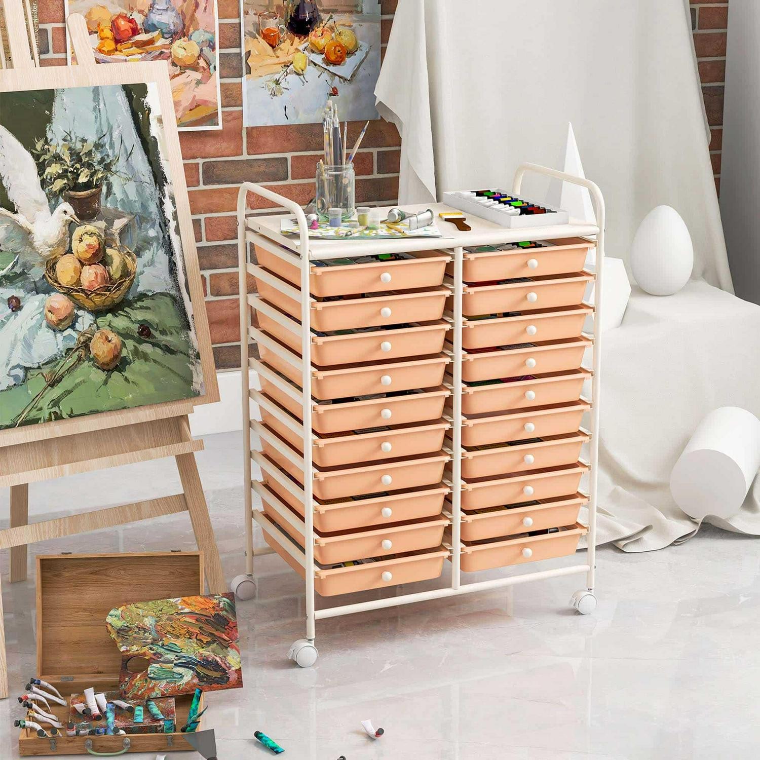 Costway 20 Drawers Rolling Cart Storage Scrapbook Paper Studio – See Details