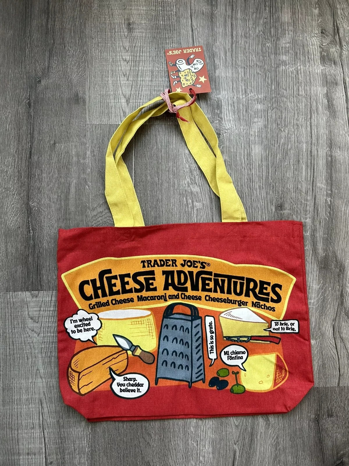 Trader Joe’s NEW Cheese Adventures reusable canvas shopping bag/tote NWT