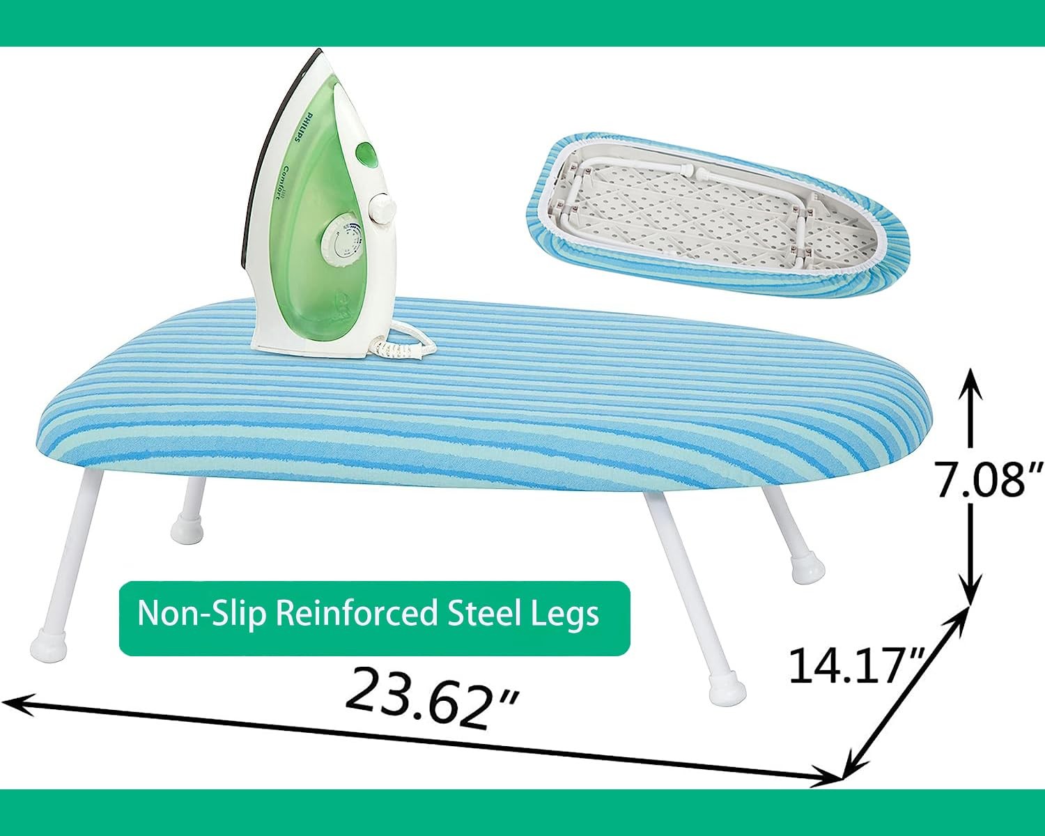 24x14in Tabletop Small Ironing Board with Foldable Legs, Portable Iron Board wit