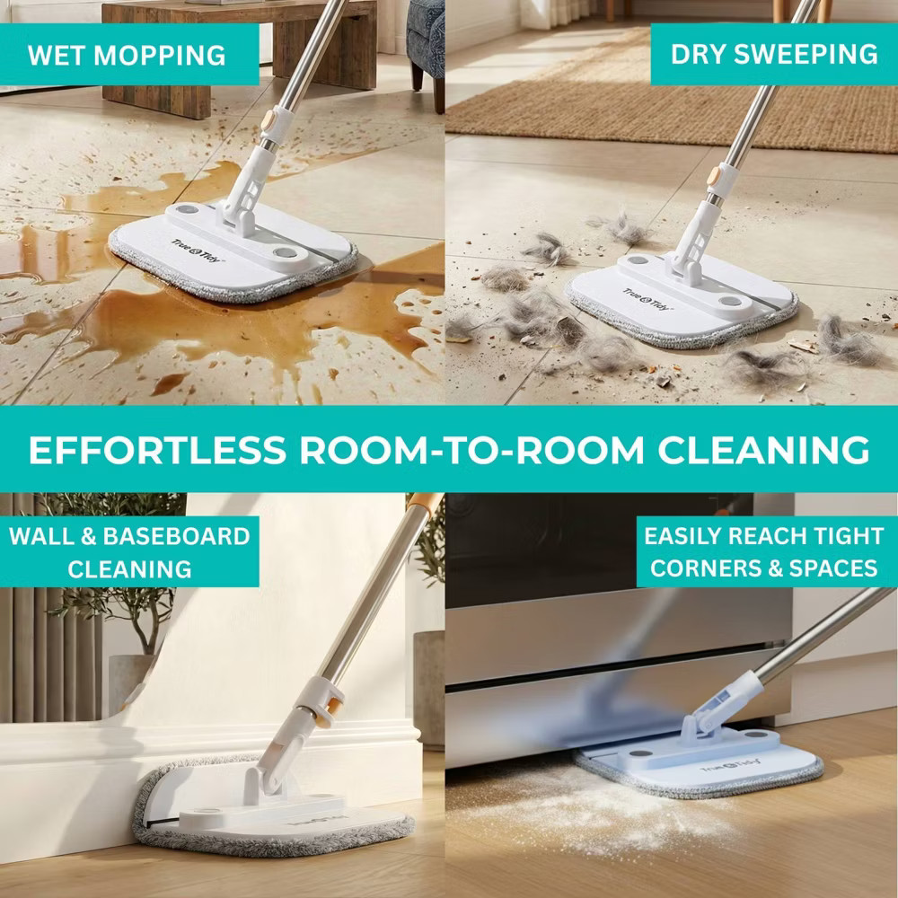 True & Tidy True Clean Dual Bucket 2.0 Spin Mop with Silicone