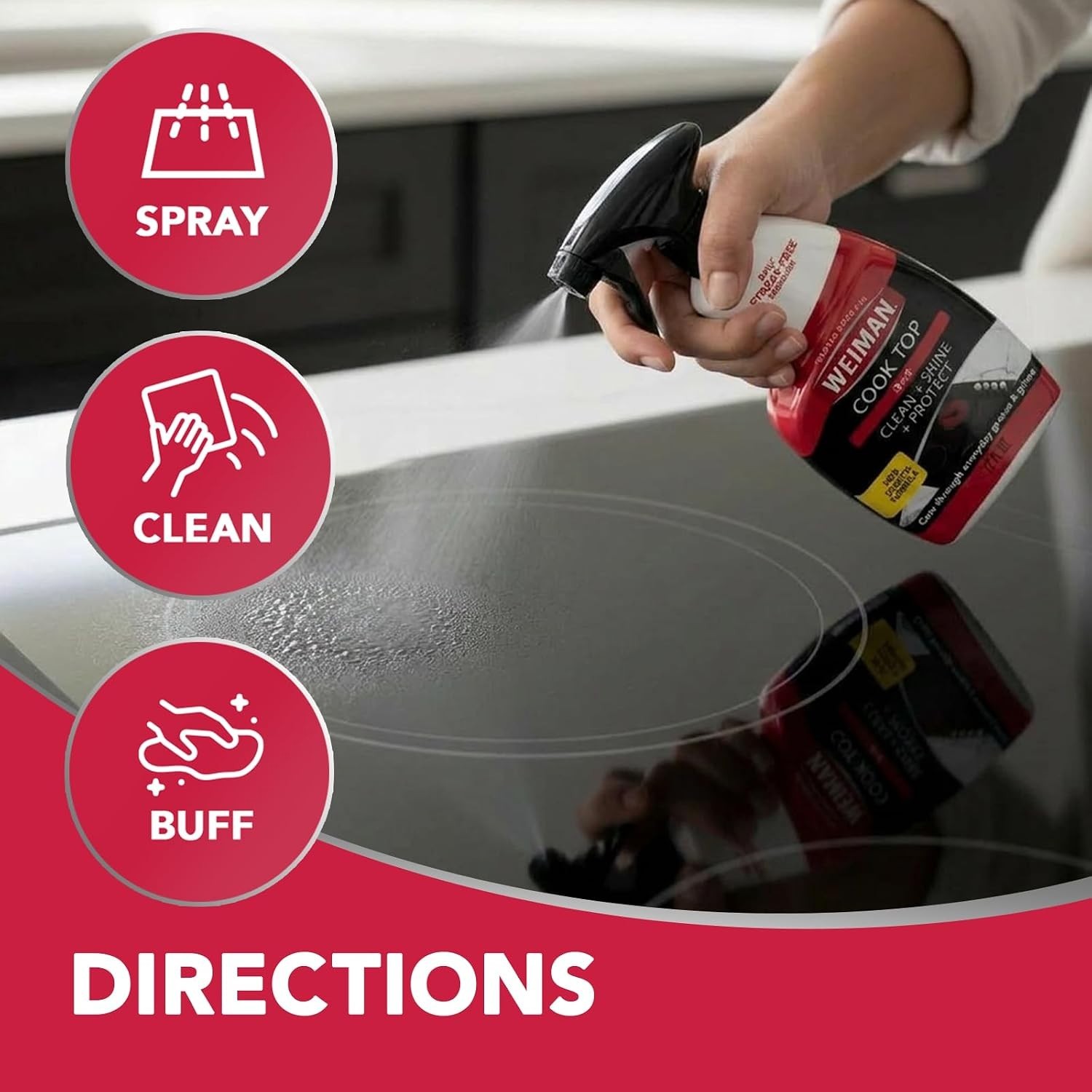 Weiman Daily Cooktop Cleaner Degreaser 22oz w/ Microfiber Cloth Streak Free NEW