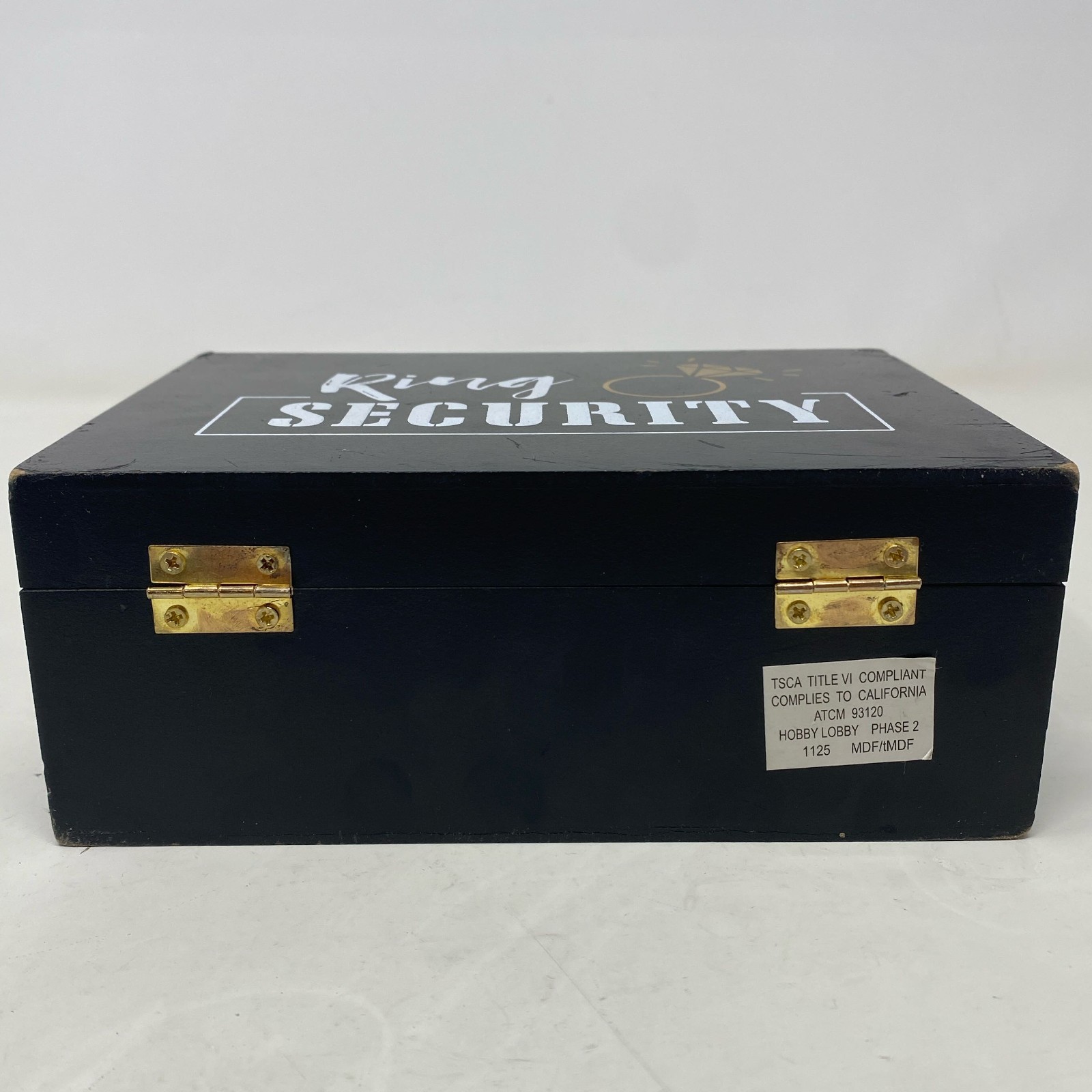 Hobby Lobby Ring Security Wood Briefcase Box Black 7x5x2.75 in