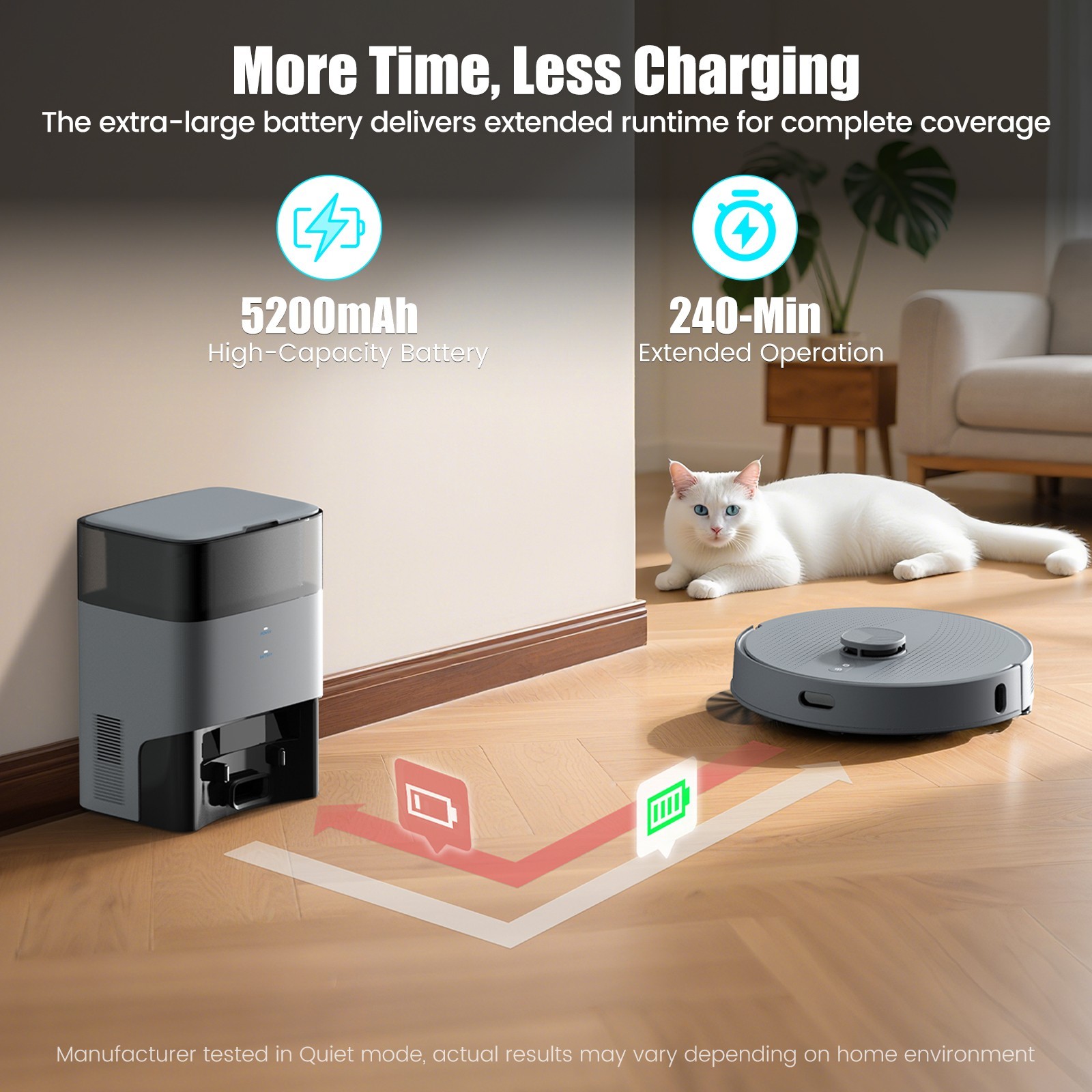5500Pa AIRROBO T25+ Self-Emptying Robotic Robot Vacuum and Mop 240Min US