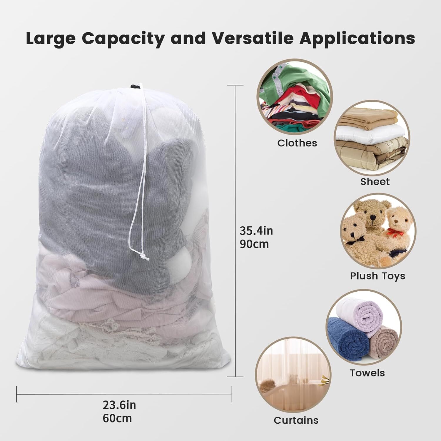 3×Heavy Duty Large Mesh Net Wash Clothes Laundry Bag With Drawstring Top Closure