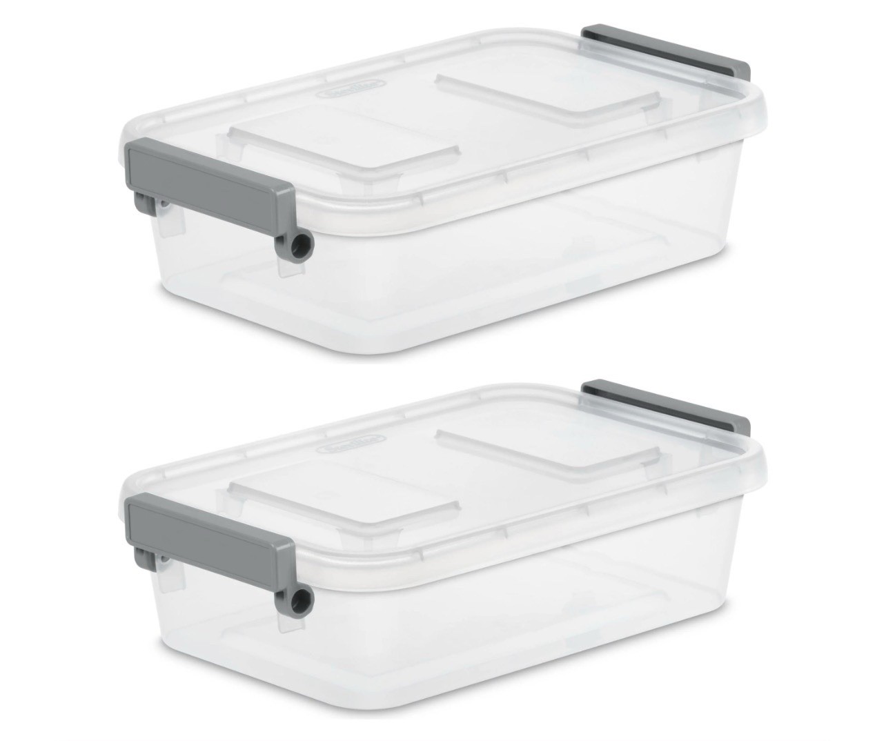Sterilite 2.7 Qt. Modular Latch Box with Clear Base and Lid, Titanium, (3 pack)