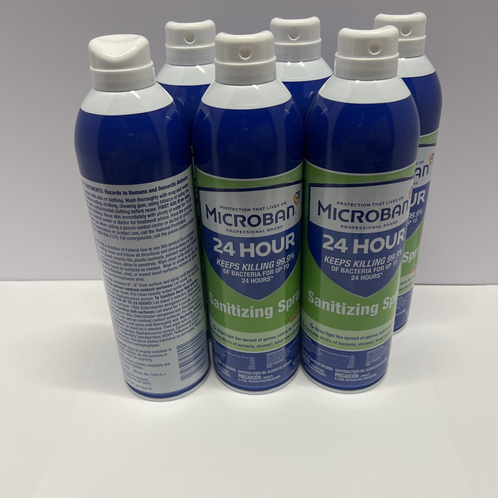 Microban 24 Hr Sanitizing Spray Disinfectant Home or Work Citrus Scent 15oz 6-Pk