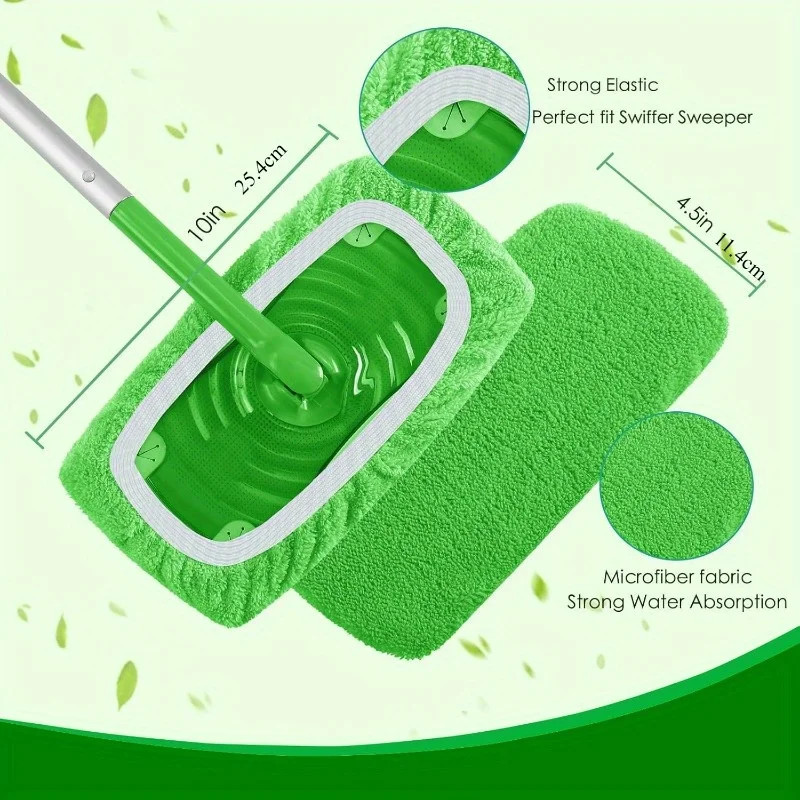 4 Reusable Mop Pads with High Water Absorption and Ultra-Fine Fiber Cleaning Pad