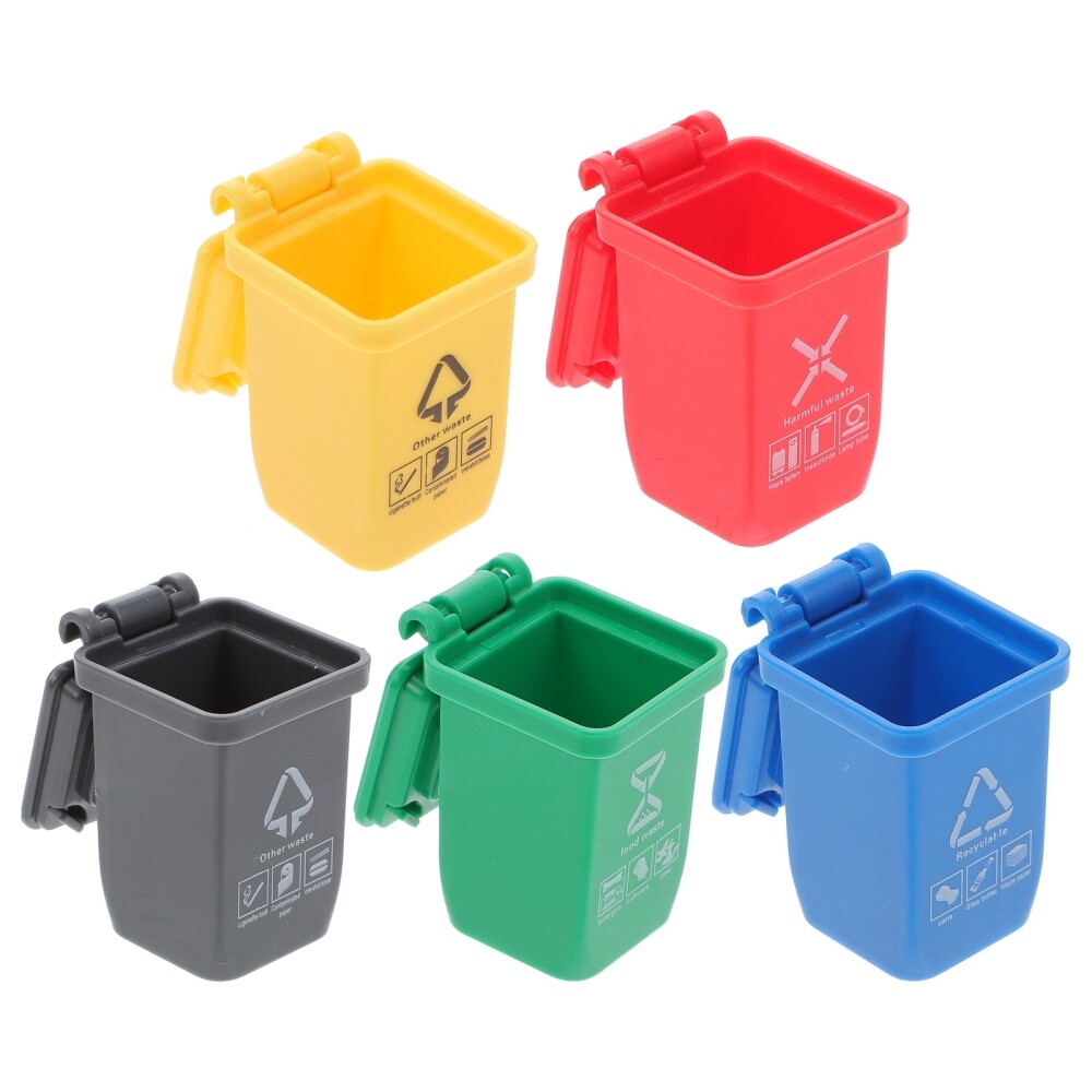5 Pcs Tiny Trash Can Miniature Trash Can Sorting Garbage Can Small Trash Can