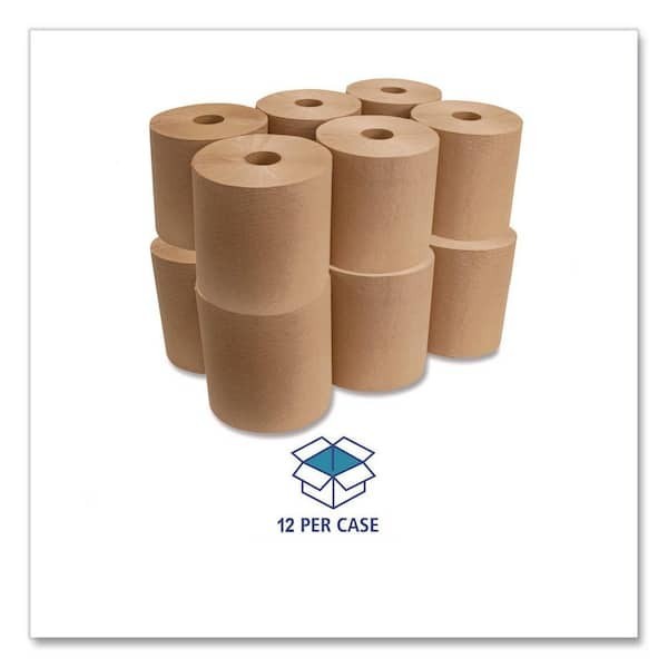 Hardwound Paper Towels 8″ x 300 Ft 1-Ply Brown Roll 12 Ct Commercial Tissue
