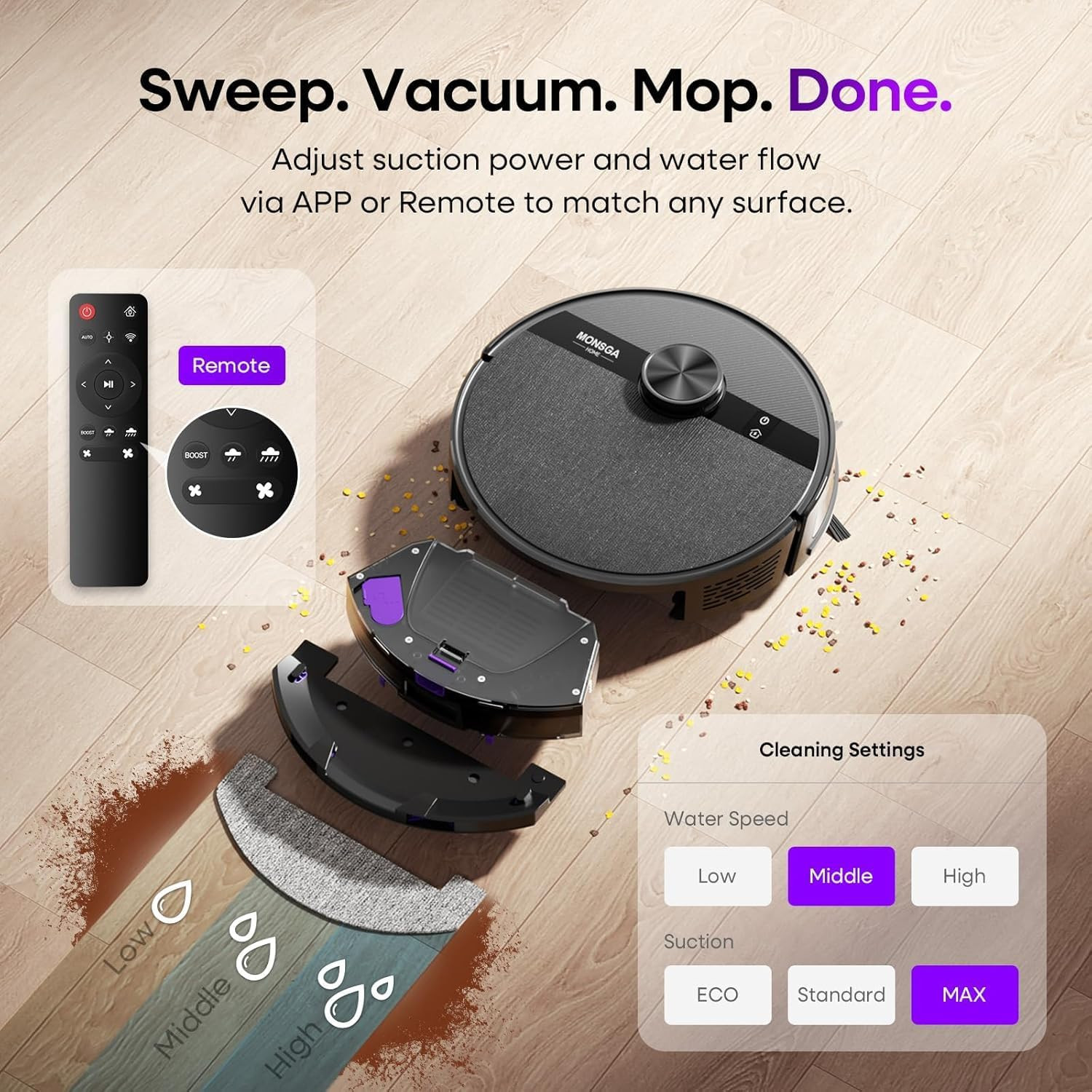 Robot Vacuum and Mop Combo, 7000Pa Robotic Vacuum with Lidar Navigation, 180Mins