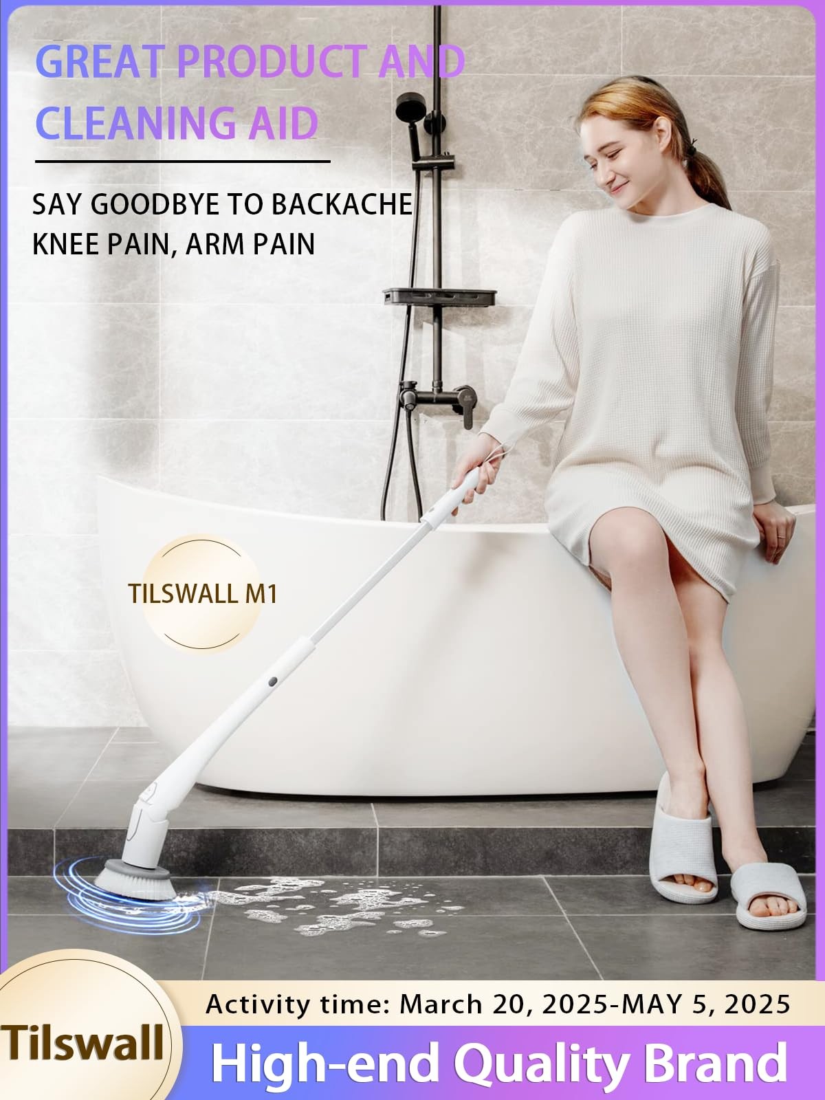 Cordless Electric Spin Scrubber – IPX7 Waterproof Cleaning Brush with 180Min …