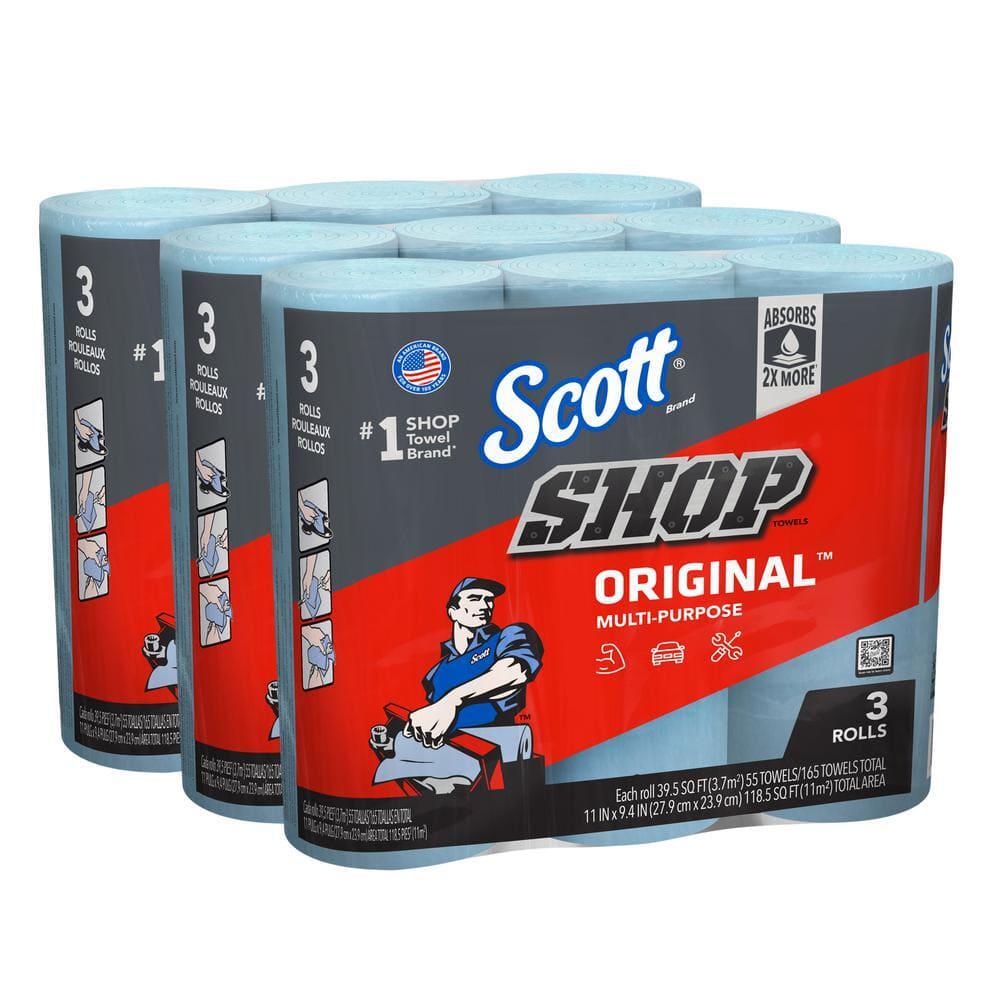 Scott Blue Shop Towels 3-Ply Disposable Wipes 495 Towels 3-Roll Bundle