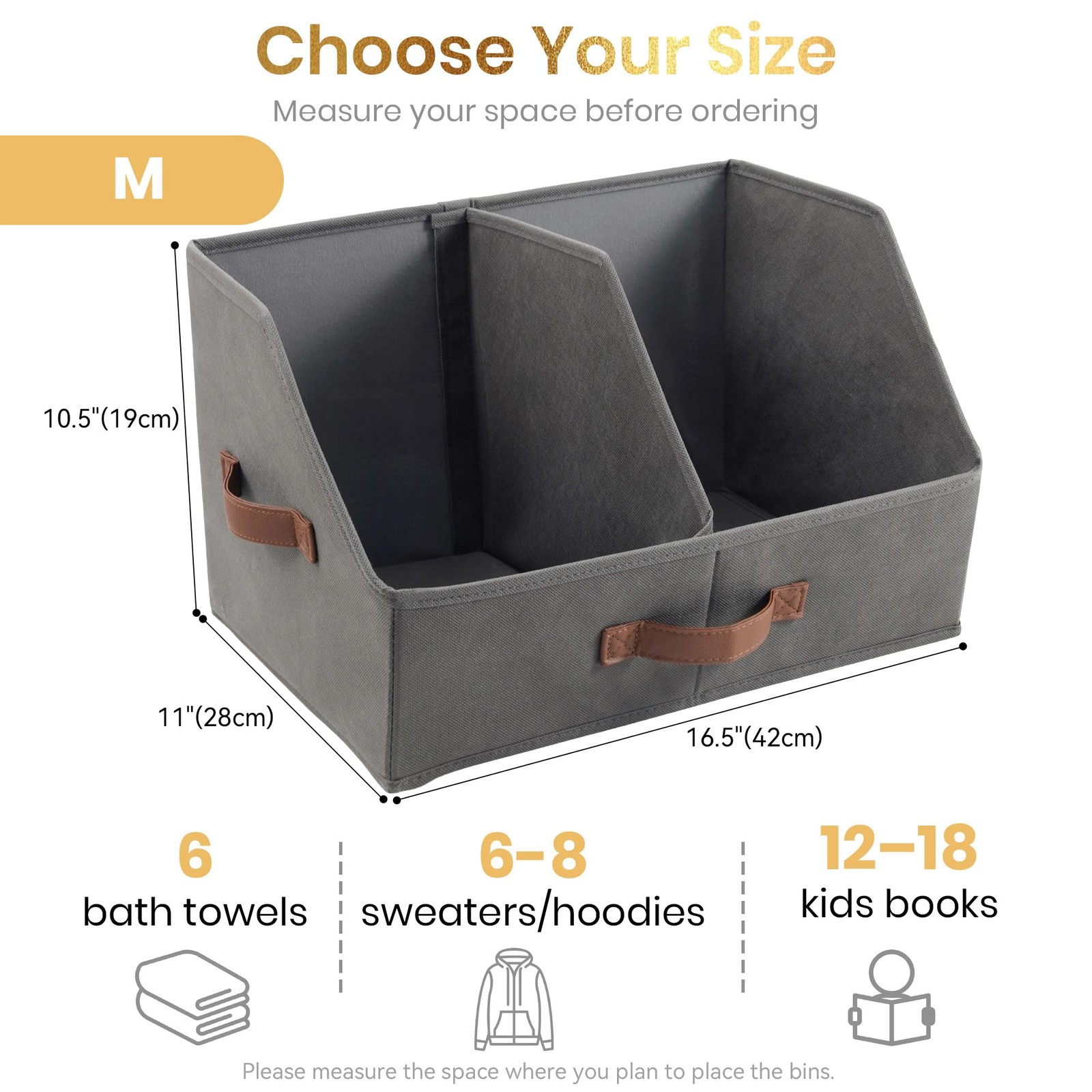 HOMELUX THEORY Dark Gray Medium 6pc Storage Bin