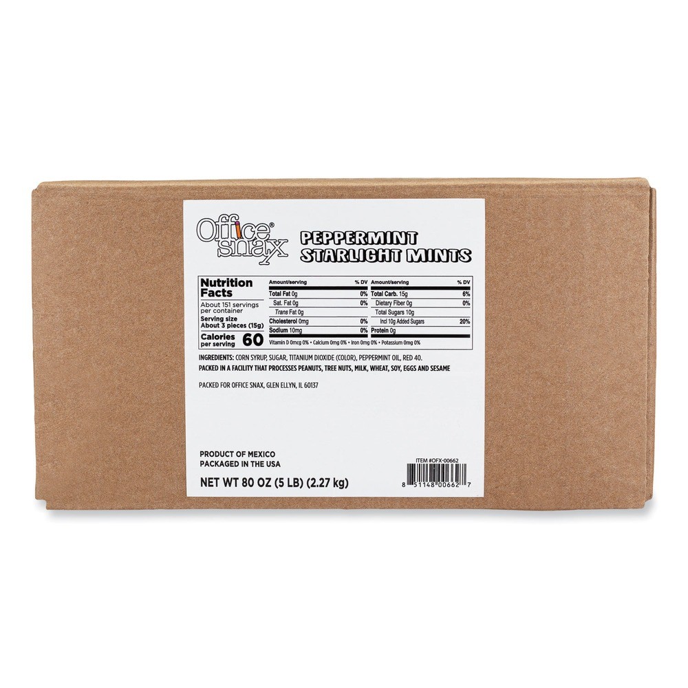 Office Snax 662 5 lbs. Box Candy Assortments – Peppermint Candy New