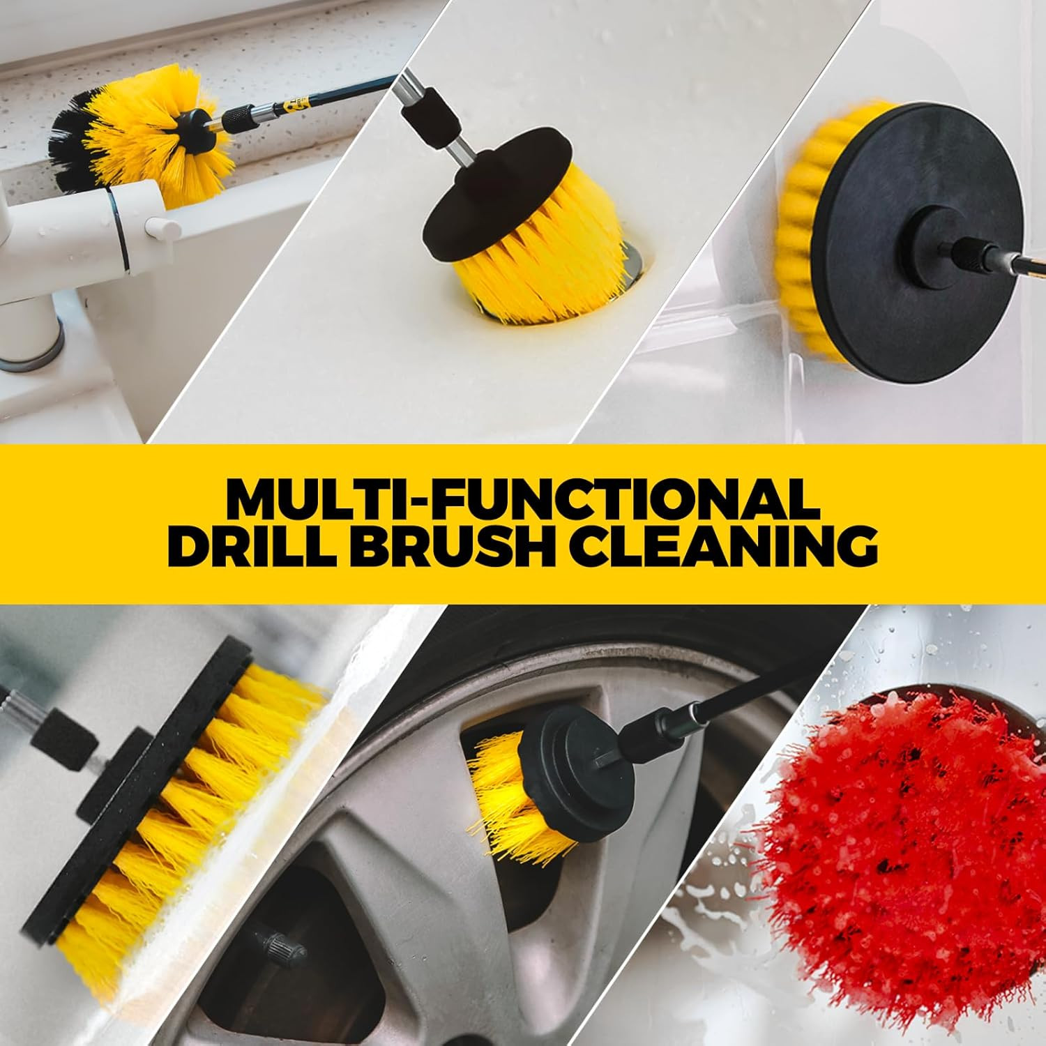 22Pack Drill Brush Attachments Set, Scrub Pads & Sponge, Buffing Pads, Power Scr