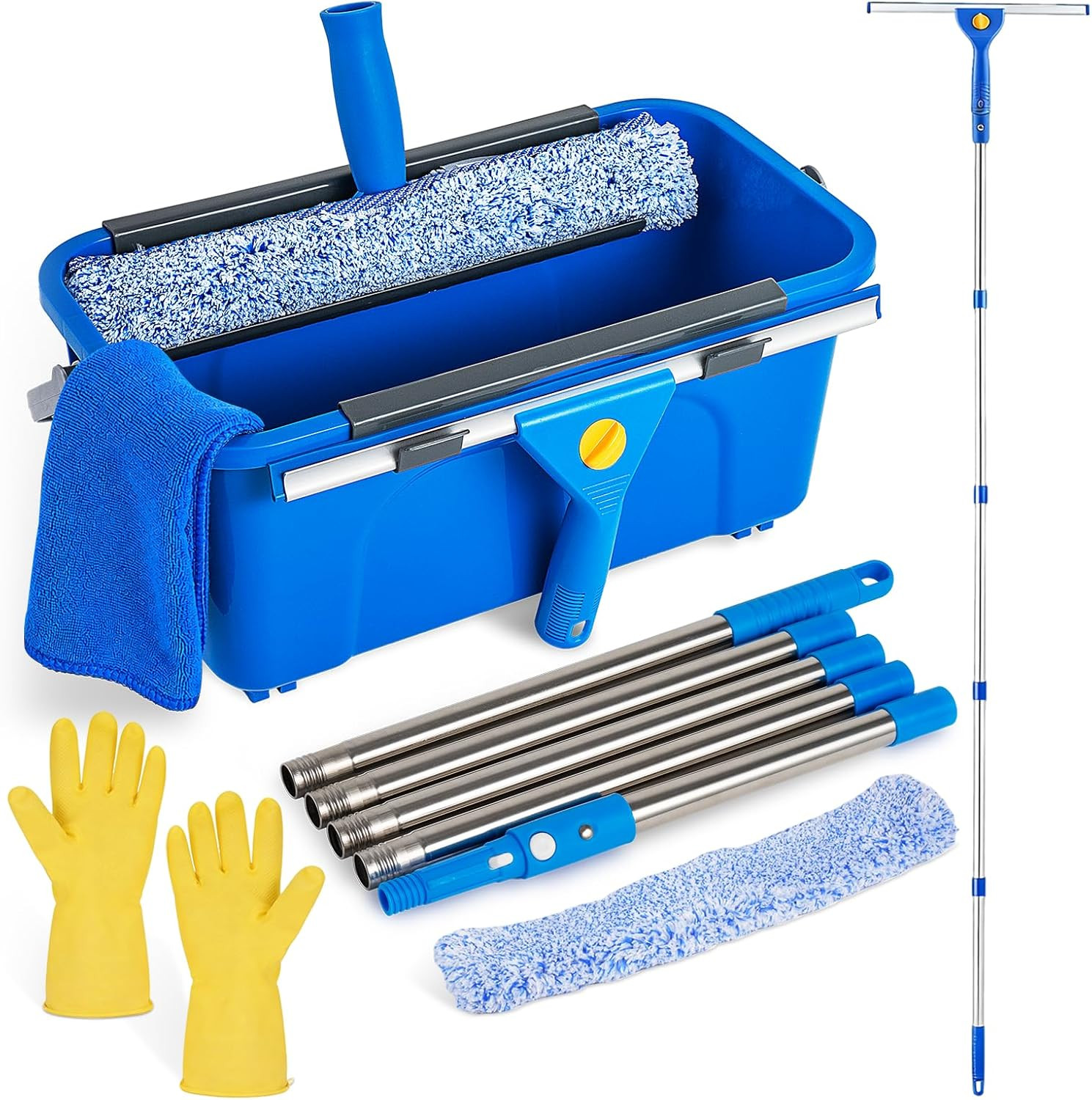 Professional Window Cleaning Kit, Window Washing Kit with 3 Gallon Bucket, 14-In