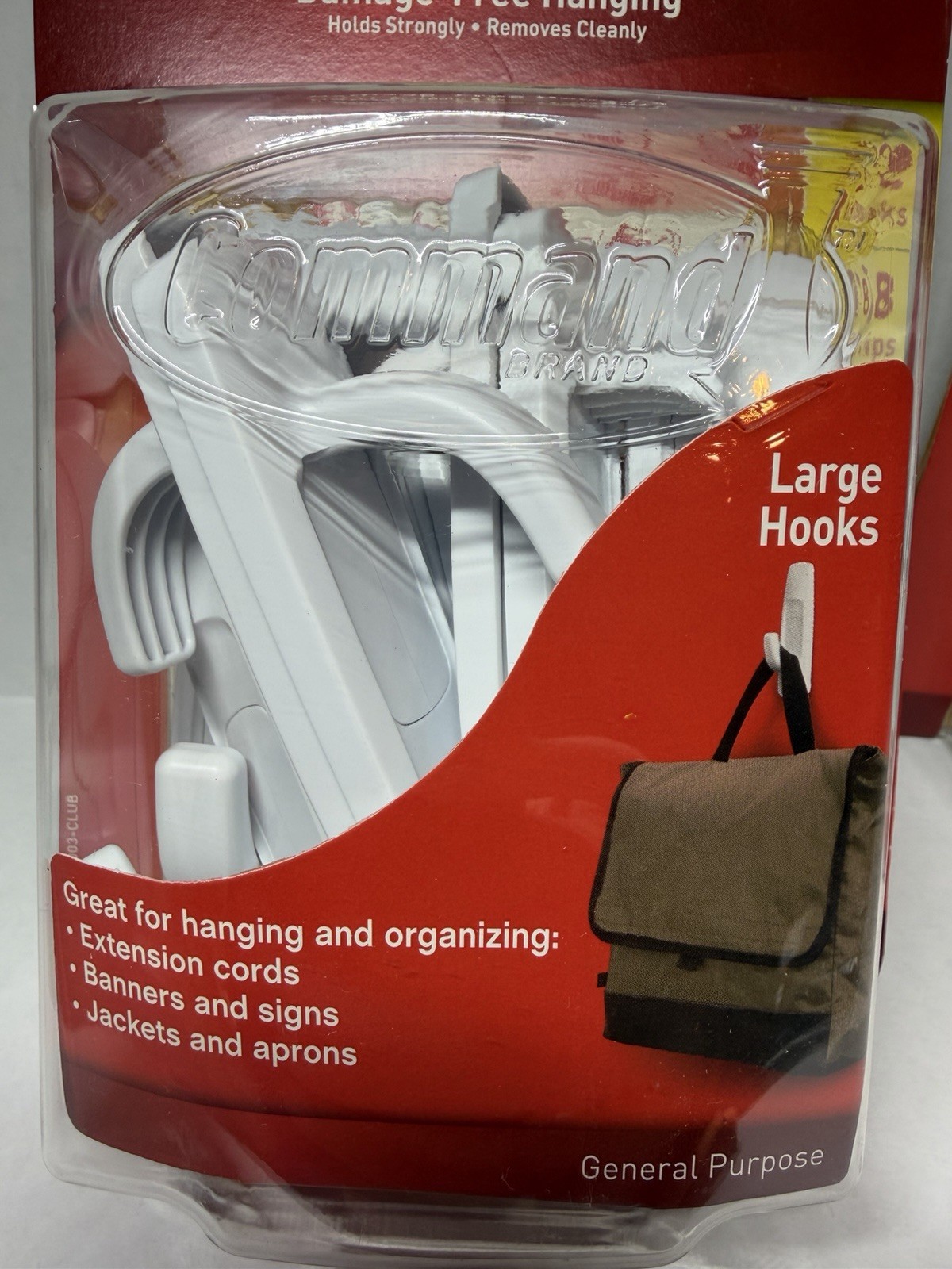 New Command Large Hooks – 12 Hooks, 18 Strips – Lot of 2 Packs – White
