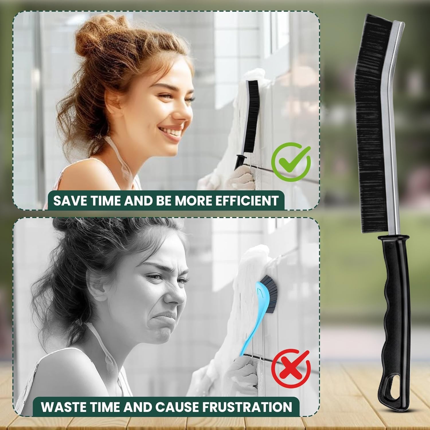 Crevice Cleaning Brush Set – 3Pcs Hard Bristle Pack of 3 – Black, Black