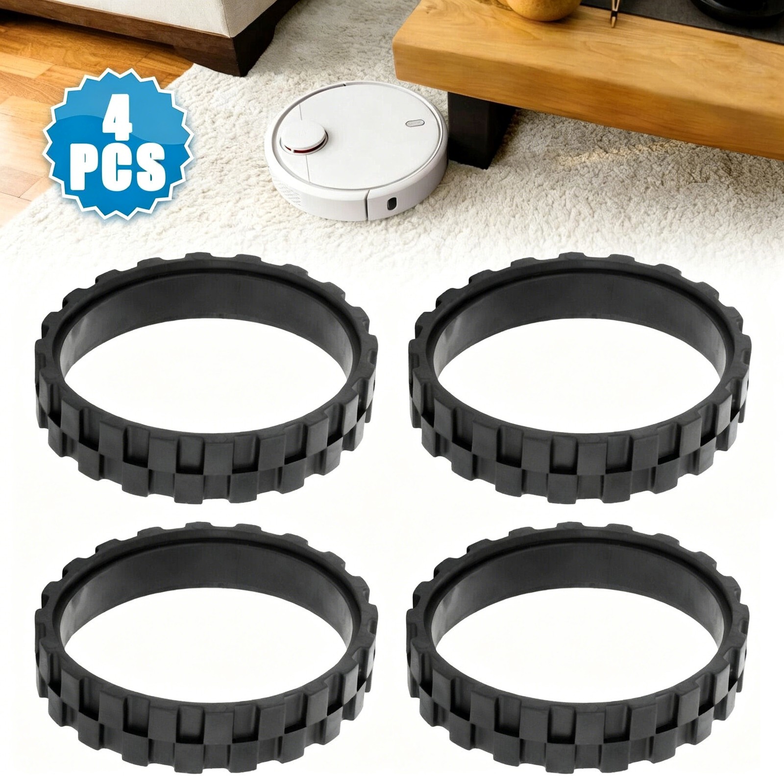 4X Vacuum Robot Tires for Irobot Roomba Wheels Series 5/6/7/8/9/I7 S9+ Anti-Slip