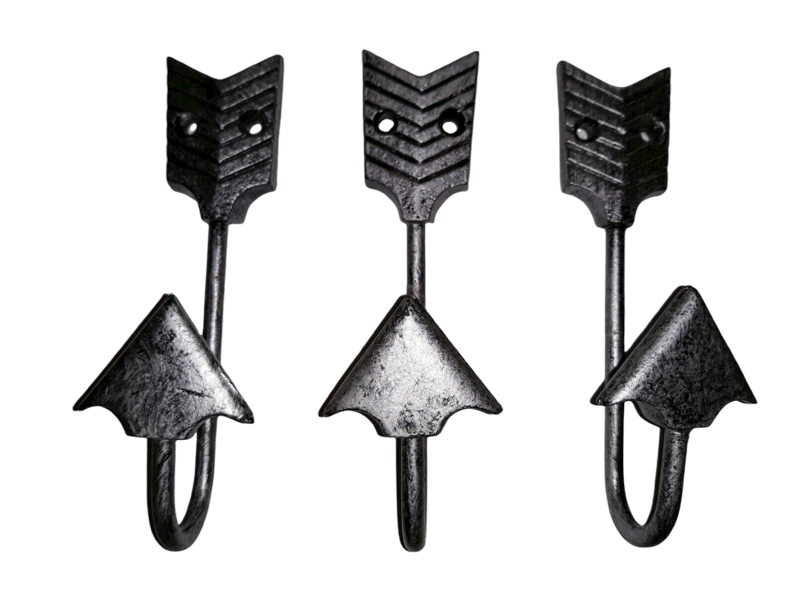 3 Aluminum Arrow Hooks Feather Art Nouveau Coffee Cup Utensil Kitchen Hardware