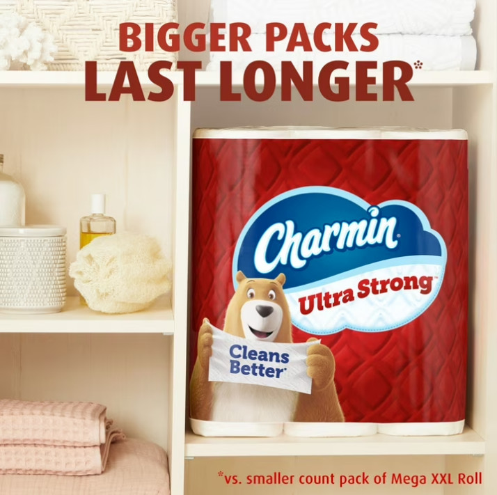 2 PACK Charmin Ultra Strong Toilet Paper 9 Mega XXL Rolls, 440 Sheets Per Roll