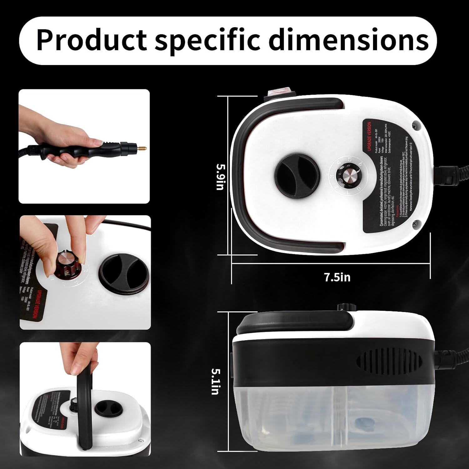 Handheld Pressurized Steam Cleaner 2500W High Temp Portable Cleaning Machine