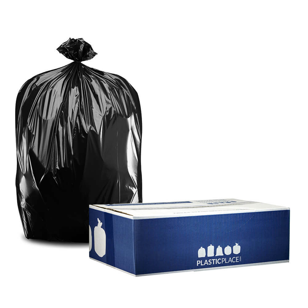 Plasticplace 20-30 Gallon Trash Bags – Black, Case of 100 Garbage Bags