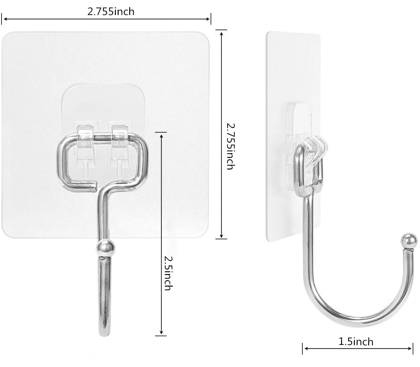 8 Pack Large Adhesive Hooks 22Lb Wall Hooks for Kitchen Bathroom Home Office