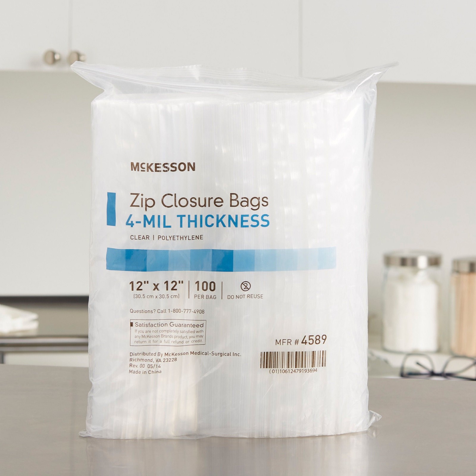 McKesson Zipper Closure Reclosable Bag 12 X 12 Inch 4 mil Polyethylene 100 Ct