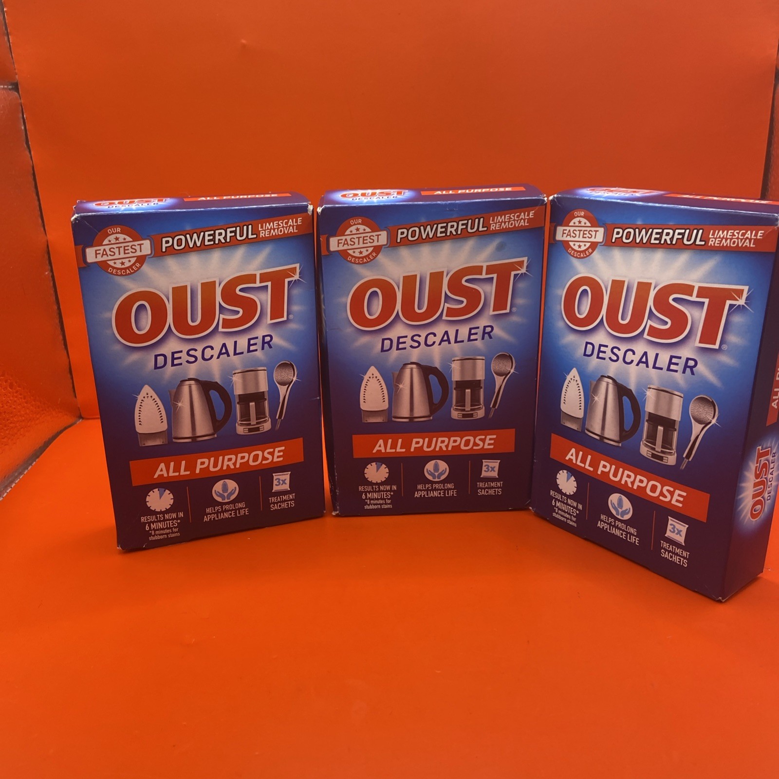 3x OUST All Purpose Descaler Kettle Iron Limescale Remover Cleaner De-Scaler 3pk