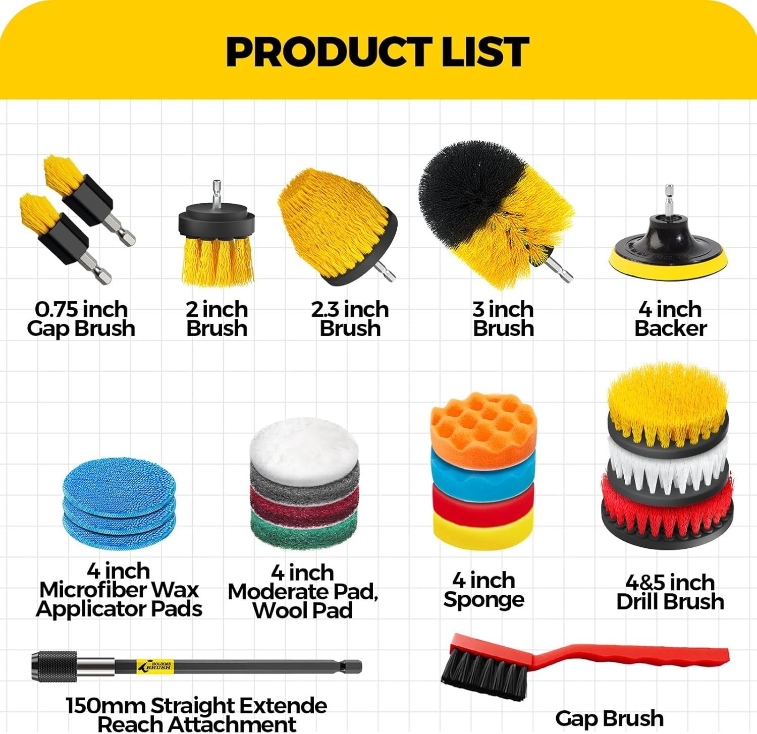 22-Pack Drill Brush Attachment Set for Ultimate Home & Car Cleaning Efficiency