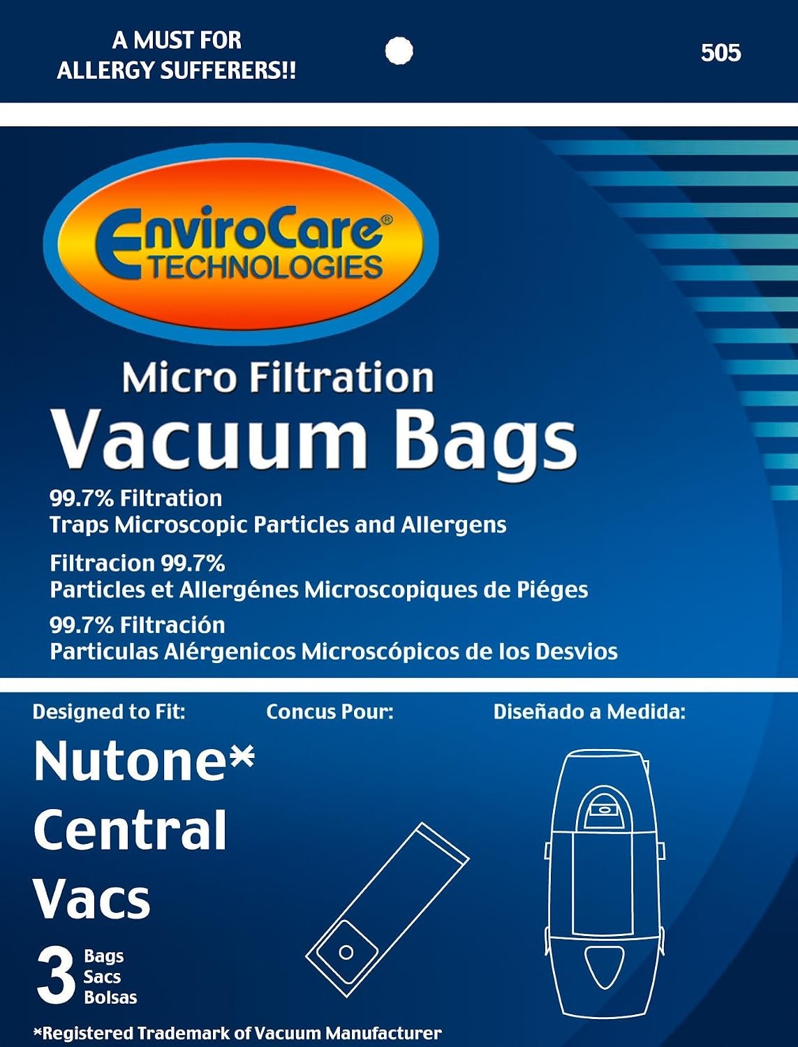 3 Pack Nutone Microfiltration Central Vacuum Cleaner