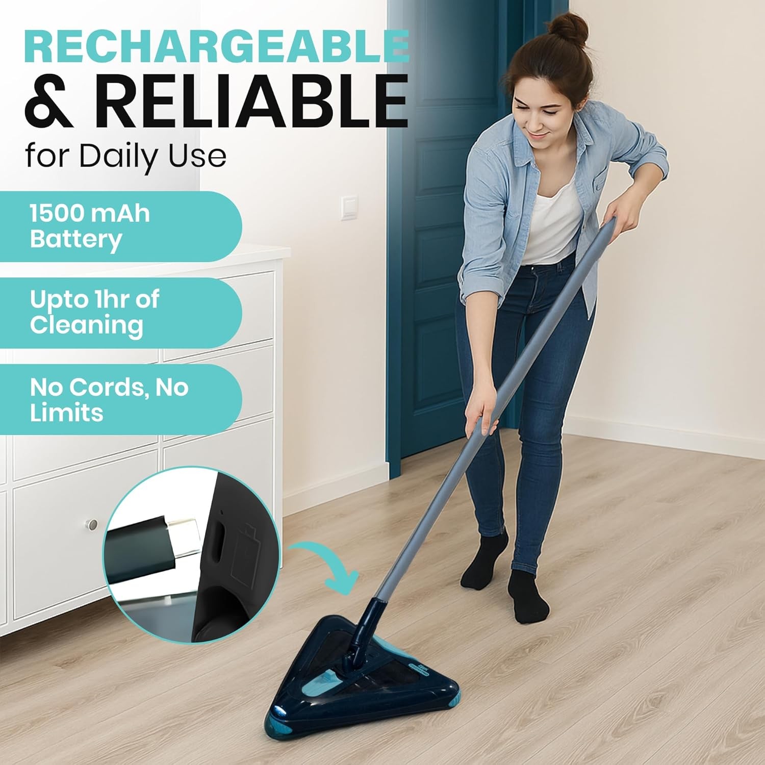 Zippi Sweeper Max- Powerful and Lightweight Sweeper, Perfect for Carpet Hardw…