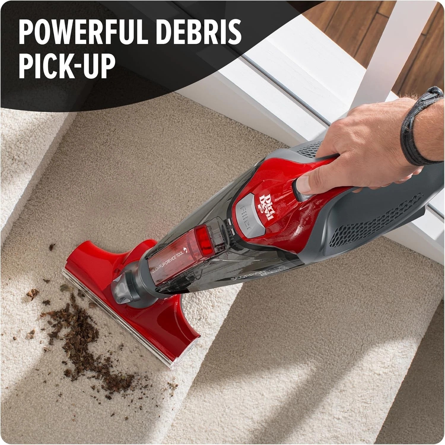 Lightweight Handheld Vacuum Cleaner with Pivoting Stair Tool for Easy Cleanup
