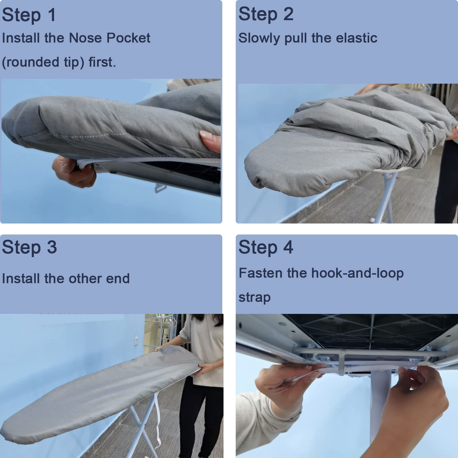 Extra Wide Ironing Board Cover & Pad 18×49 | Thick Padding, Scorch Resistant, Ea